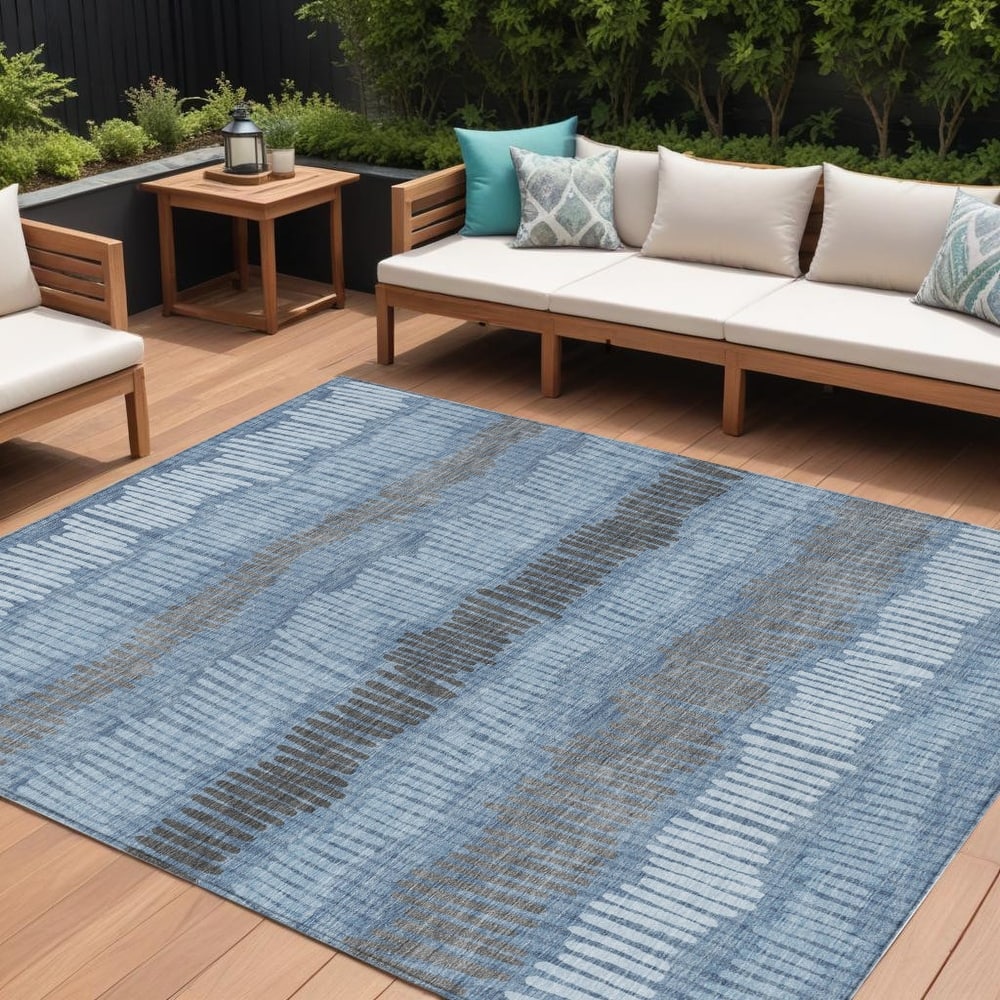HomeRoots Striped Transitional Rectangle Outdoor Rug