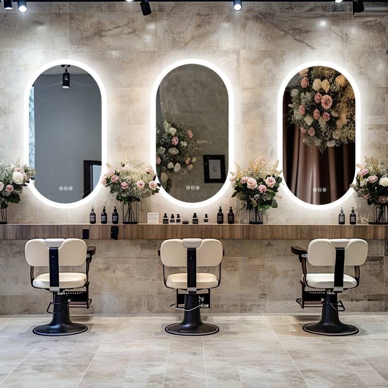 LED Bathroom Mirror with Lights Oval Vanity Backlit Frameless Anti-Fog