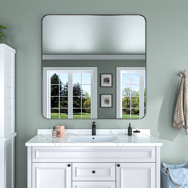 TOOLKISS Aluminum Alloy Round & Right Angle Frame Vanity Mirror