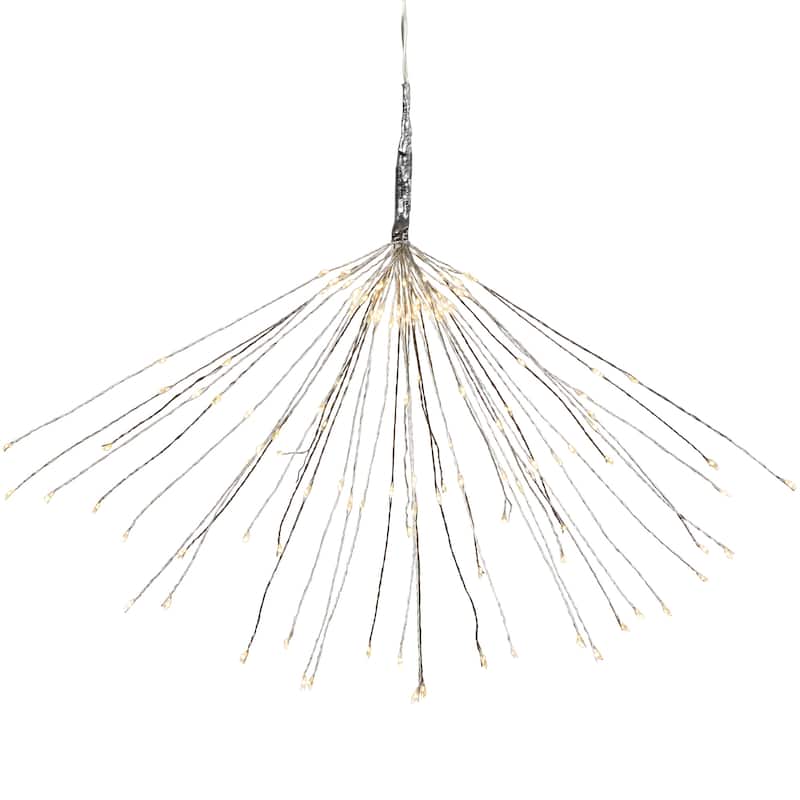 20" LED Firework Silver Branch Christmas Decoration Warm White Lights