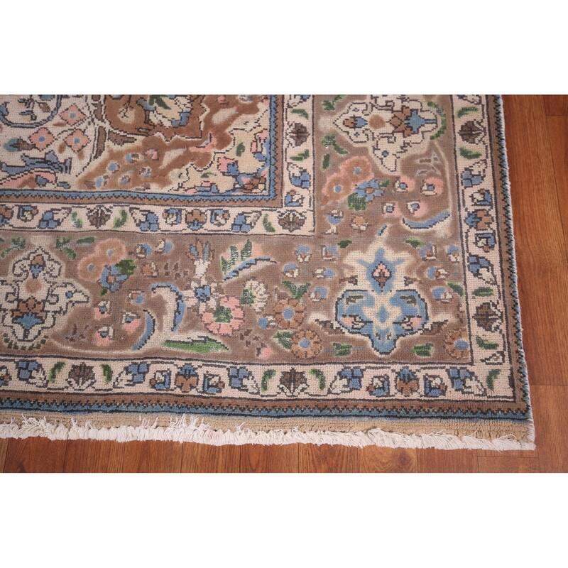 Oriental Tabriz Persian Vintage Area Rug Hand-Knotted Wool Carpet - 8'7"x 11'5"