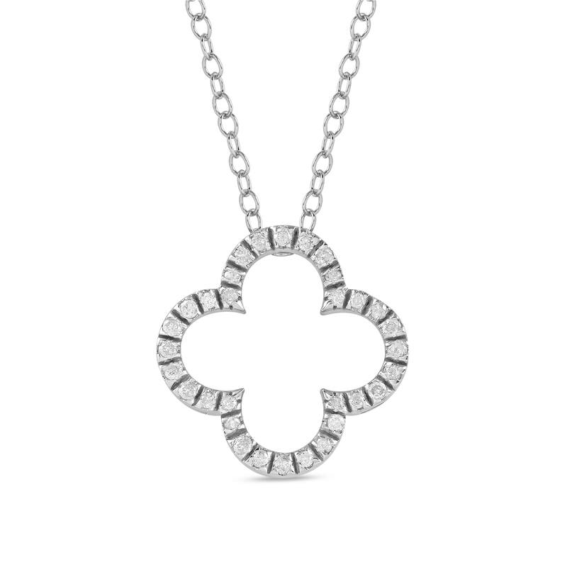 1/6ct - 1ct TDW Diamond 14K Gold Open Clover Pendant Necklace for Women