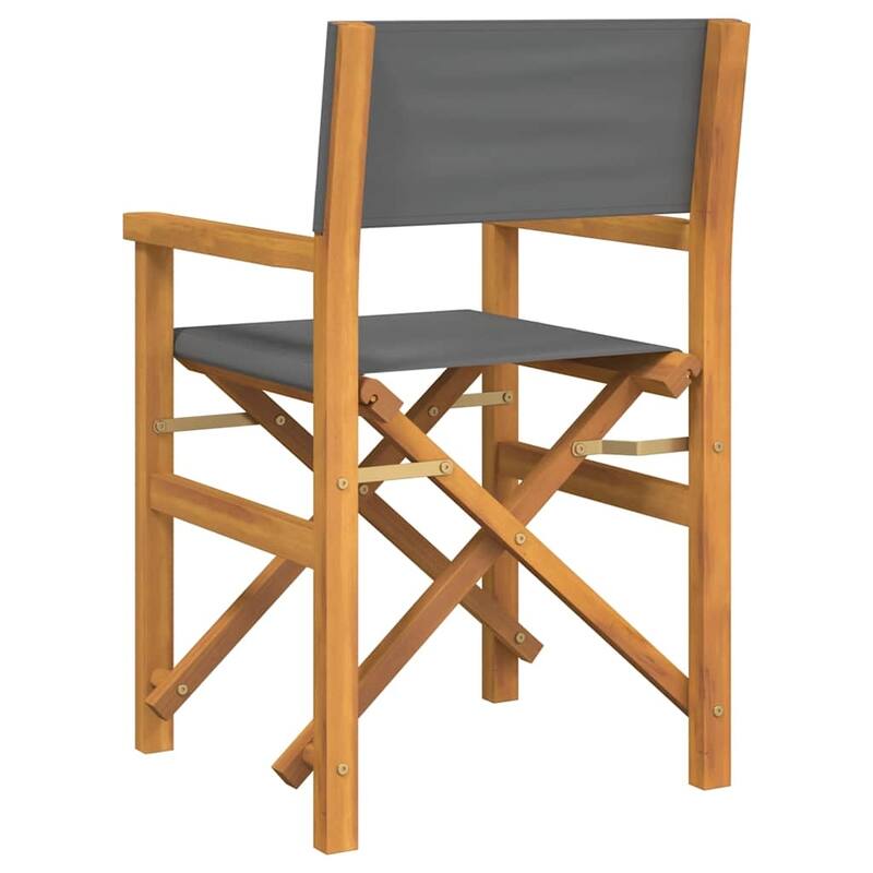 vidaXL Director's Chair Set of 2 Grey Teak wood and polyester Medium - 21.5 x 22.4 x 33.5 in