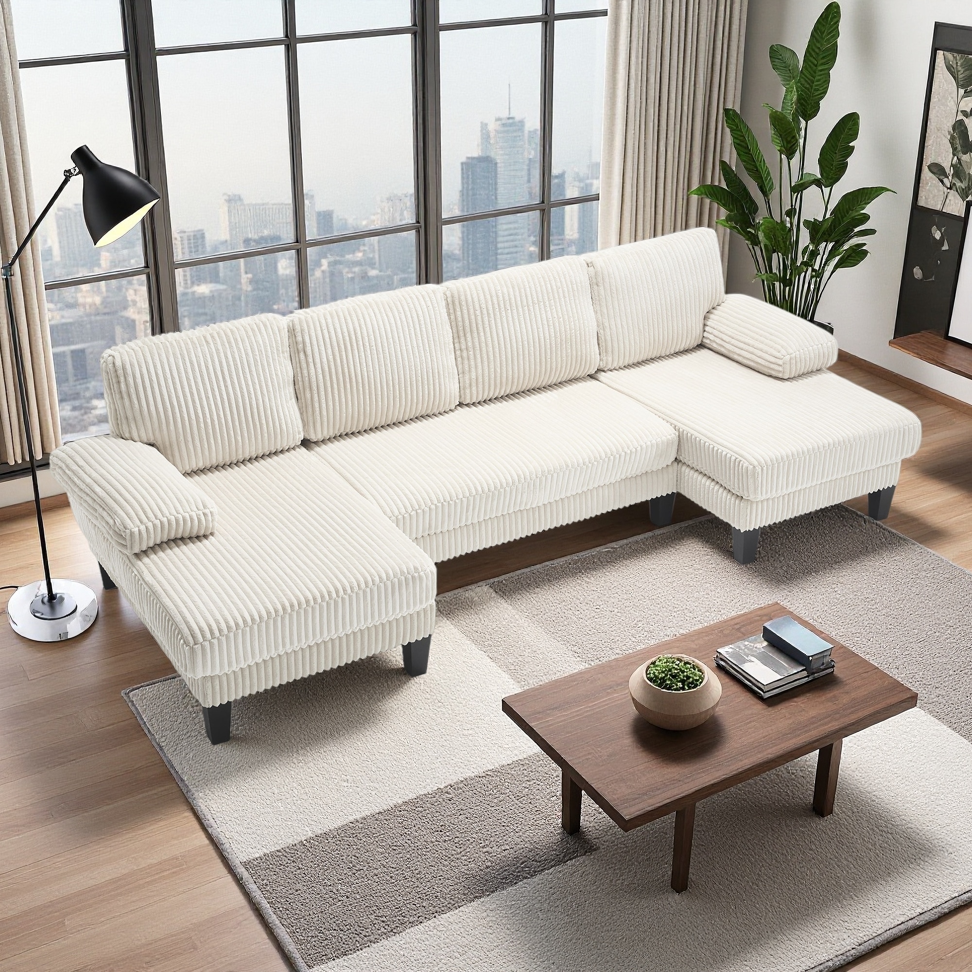 114.2" Oversized U-Shape 4-Seater Sectional Sofa with Double Chaise