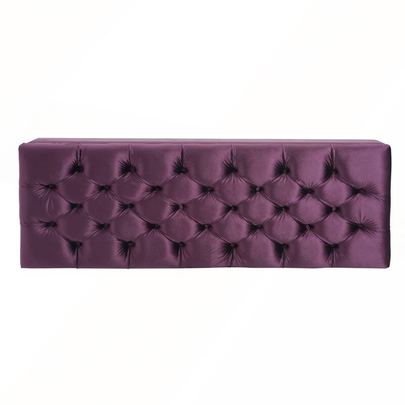 Button-Tufted Storage Ottoman with Diamond Stitching for Modern Living and Extra Seating