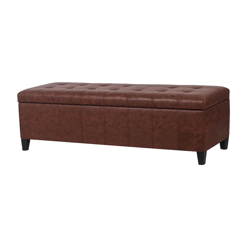 Adeco 50" Bonded Leather Storage Ottoman Bench