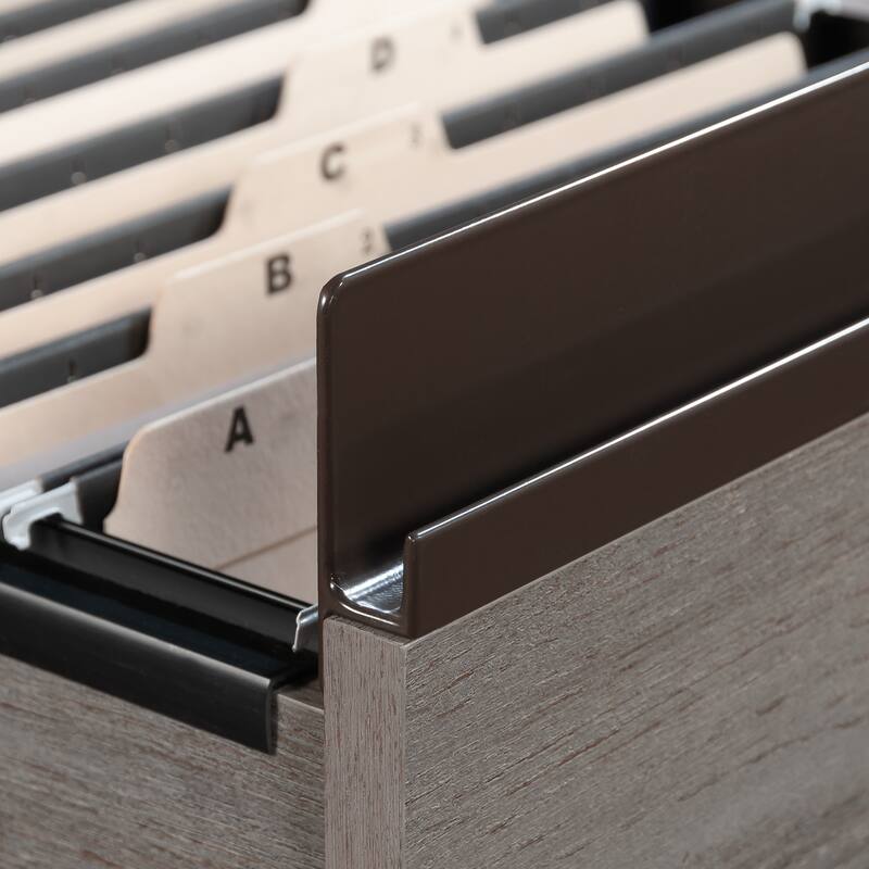 Engineered Wood Contemporary L-shaped Desk with Two Lockable Drawers, Brown