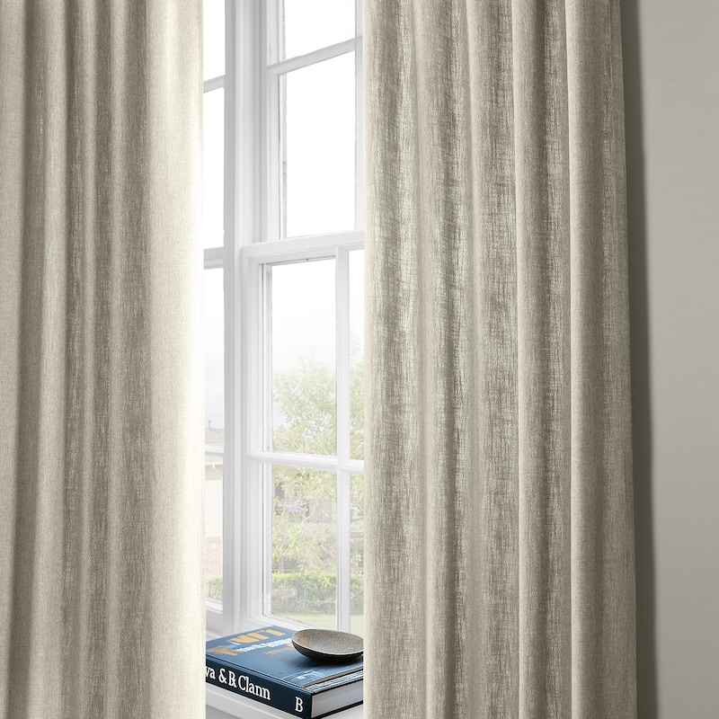 Exclusive Fabrics Basic Faux Linen Curtain Pair - 2 Panels - Light Filtering Window Curtains