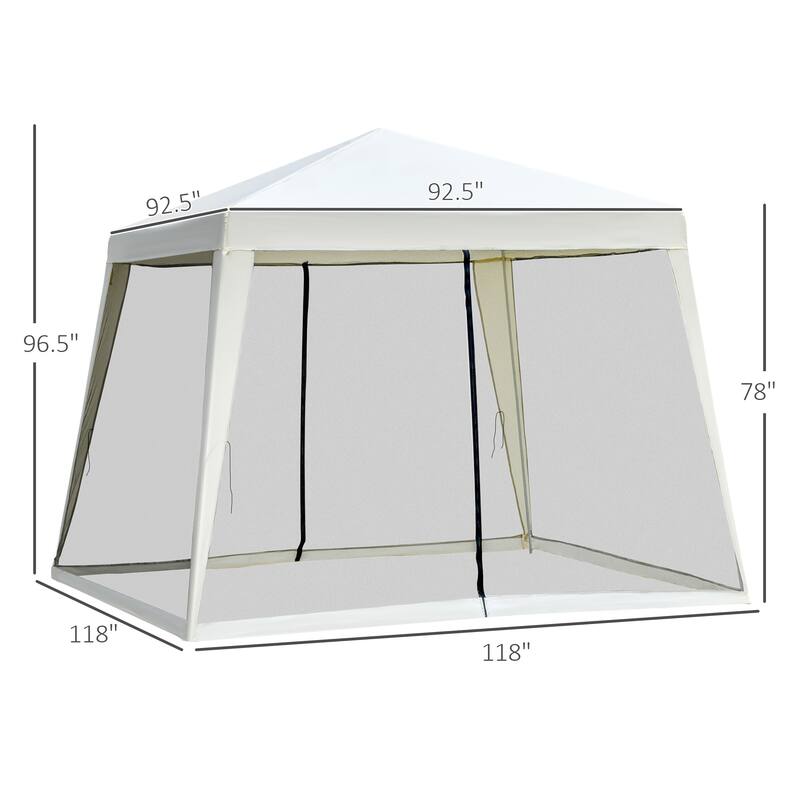 Cream White Canopy Tent with Mesh Sidewalls