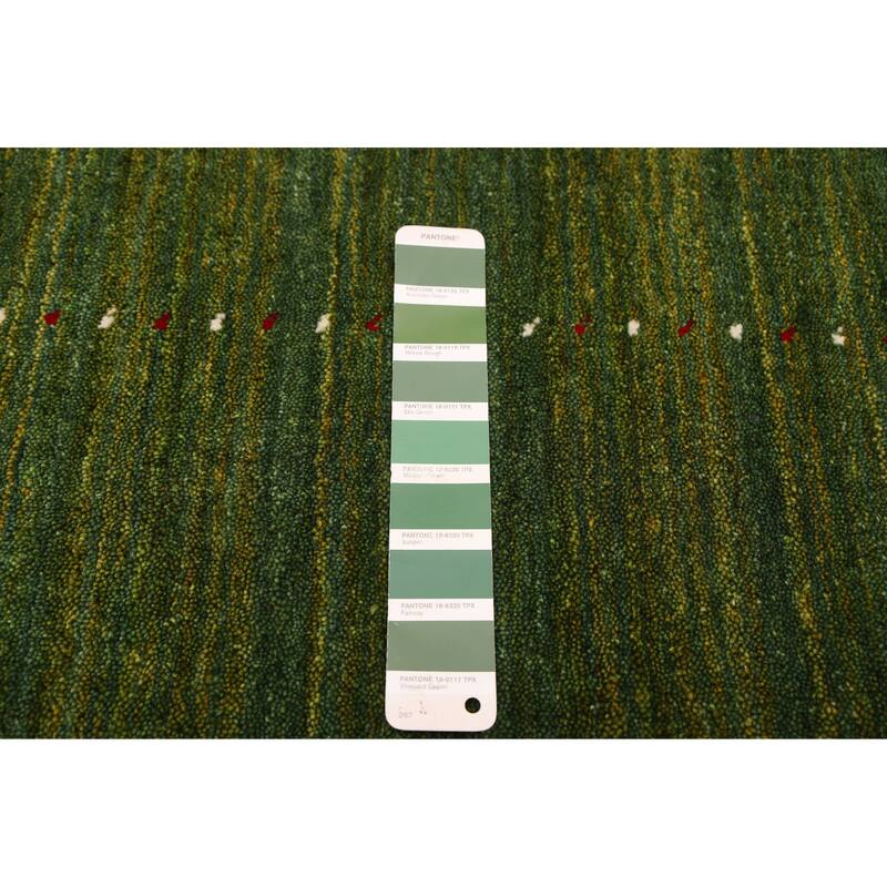 ECARPETGALLERY Hand Loomed Kashkuli Gabbeh Green Wool Rug - 4'11 x 7'11