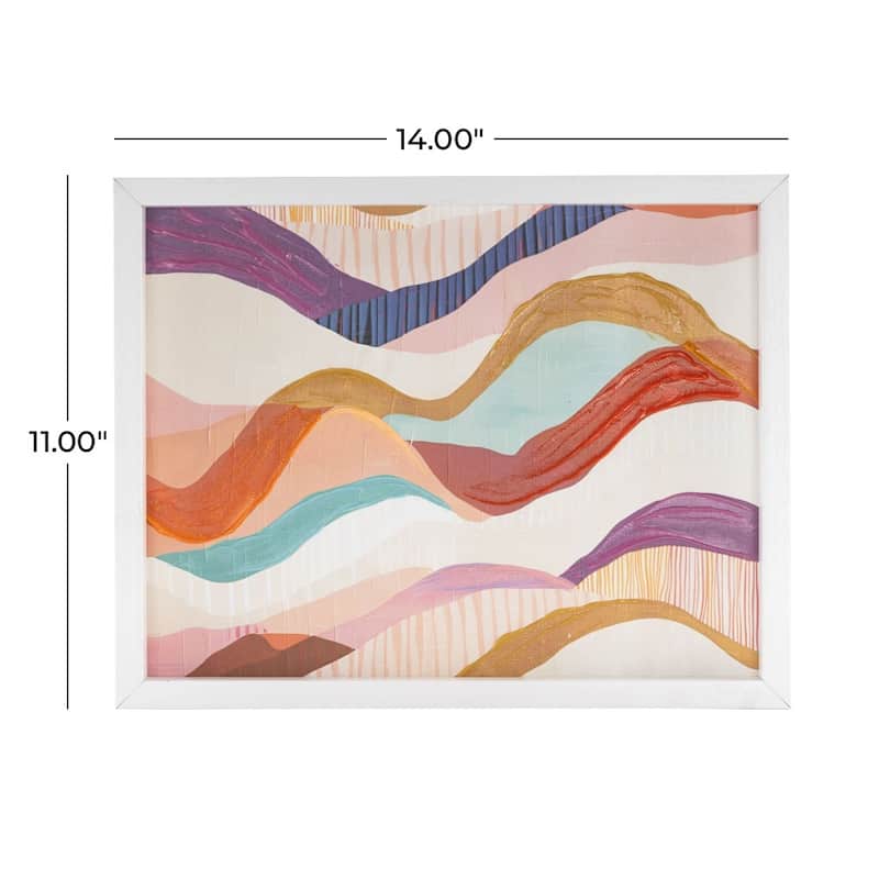 Canvas Abstract Wavy Framed Wall Art with White Frame - Multi Colored - Roche River Decor