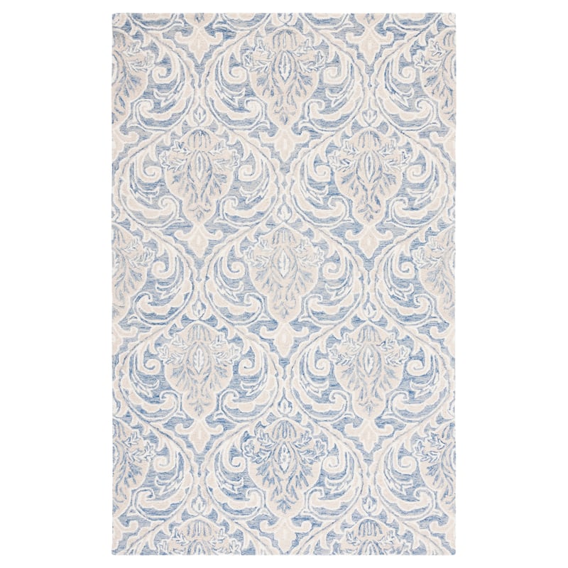 SAFAVIEH Handmade Micro-Loop Maribelle Modern Wool Rug - 6' x 9' - Blue/Ivory