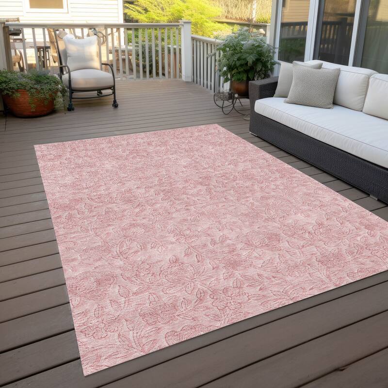 Machine Washable Indoor/ Outdoor Chantille Floral Farmhouse Rug