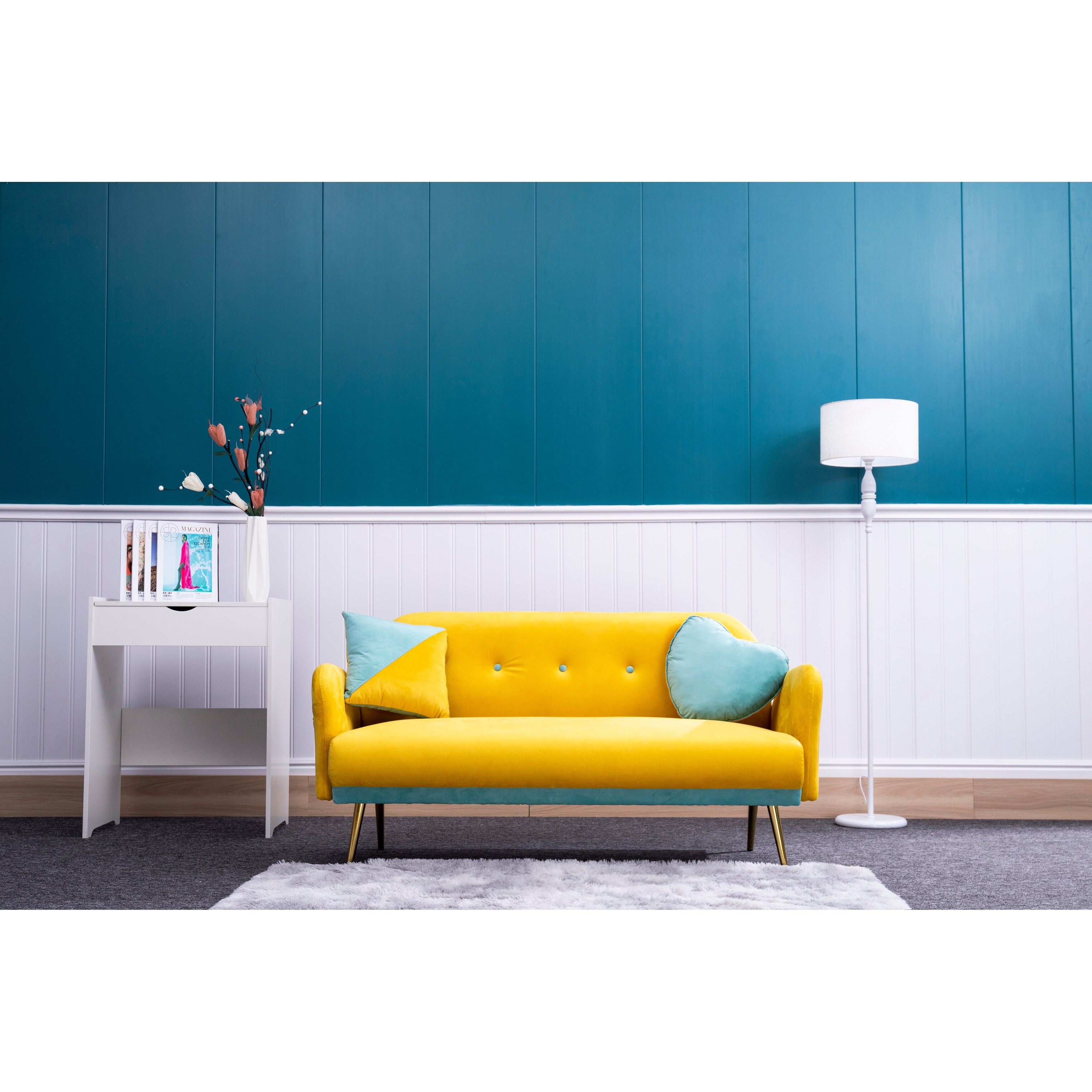 Yellow loveseat sofa sale