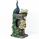preview thumbnail 9 of 17, Resin Blue and Green Peacock Outdoor Fountain with LED Light - 31.69" H