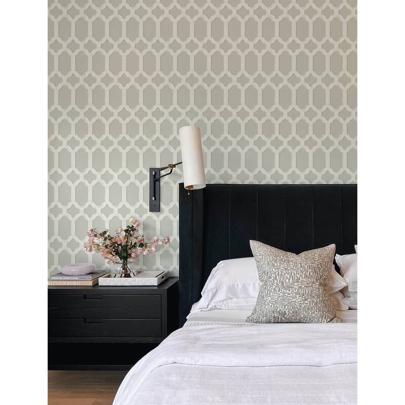 Chesapeake Chervil Light Grey Trellis Wallpaper