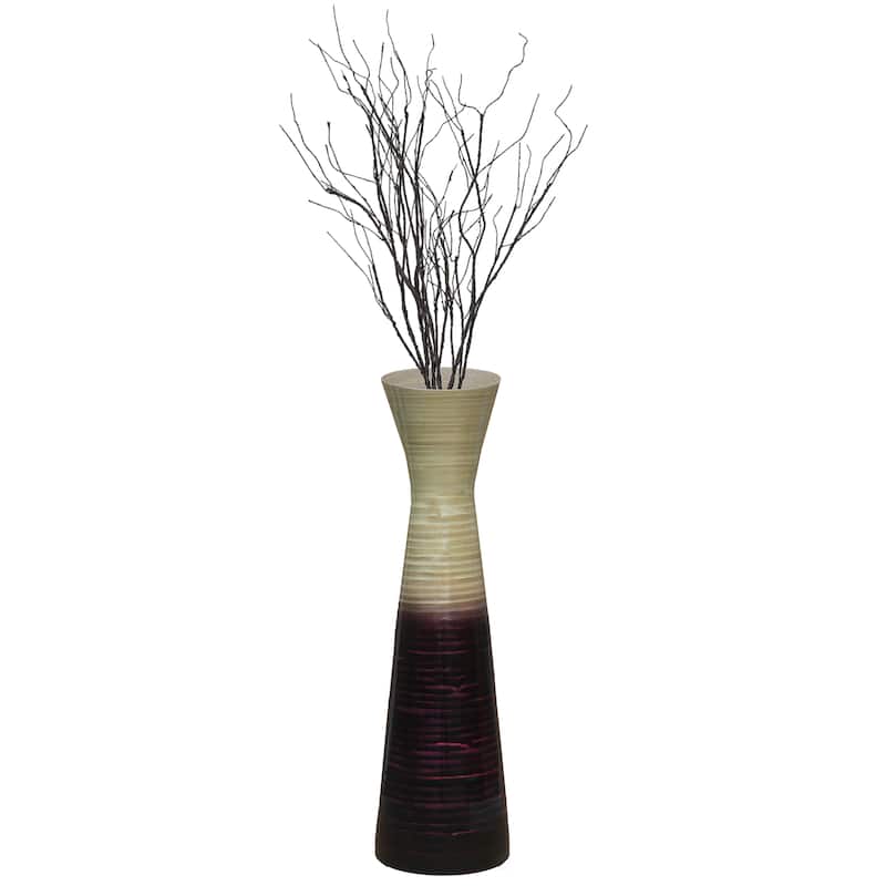 Uniquewise 27" Elegant Bamboo Floor Vase with Hourglass Design - Purple
