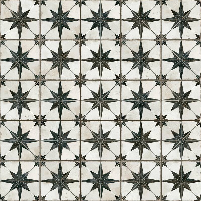 Merola Tile Kings Star North Nero 13" x 13" Ceramic Floor and Wall Tile