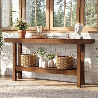 63 Inch Solid Wood Console Table with Storage for Entryway, Living Room ...