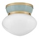 preview thumbnail 1 of 3, Lark 83601 Lucy 12" Wide Flush Mount Bowl Ceiling Fixture with Cased Lacquered Brass / Seafoam