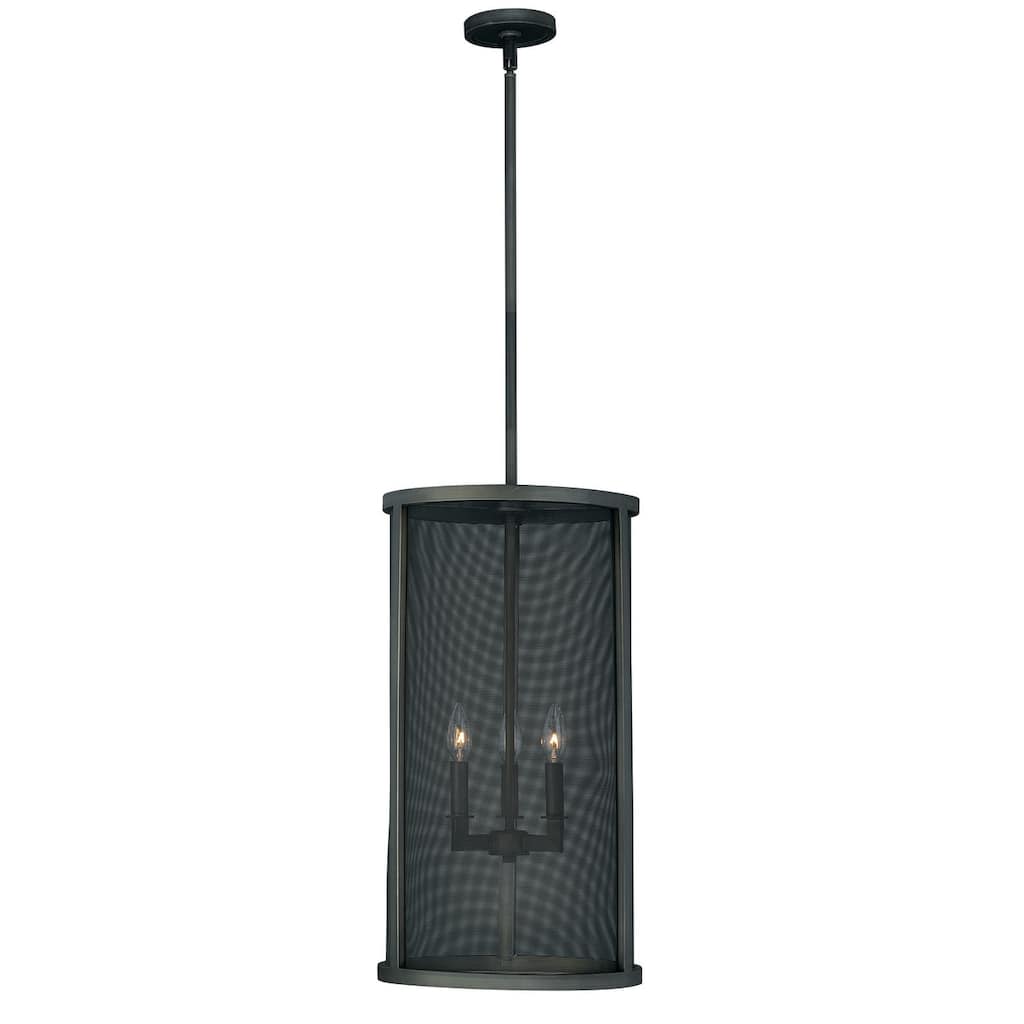 3-Light Industrial Pendant Light - Black Metal Drum Shade, Adjustable Height, Dimmable, Kitchen Island Lighting - 30.5