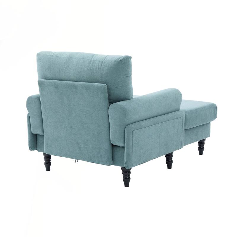 Modern Minimalist Chenille Fabric Chaise Lounge Recliner Single Sofa Living Room Bedroom