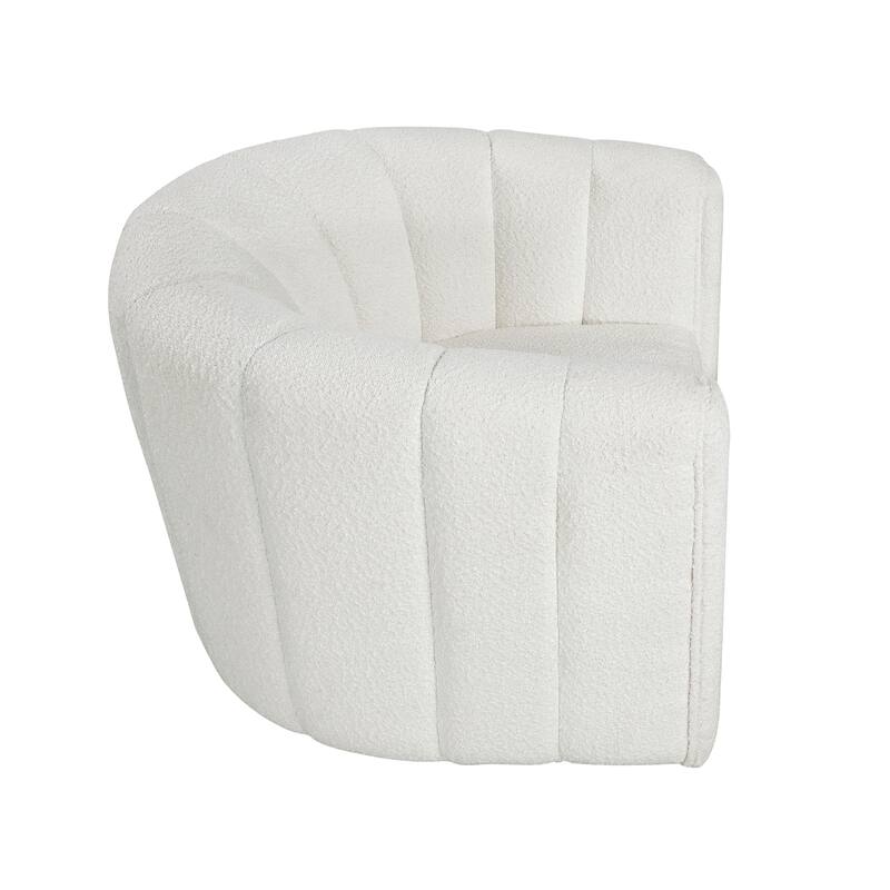 Arden 31" Boucle Swivel Chair with Ottoman - Solid Wood Legs