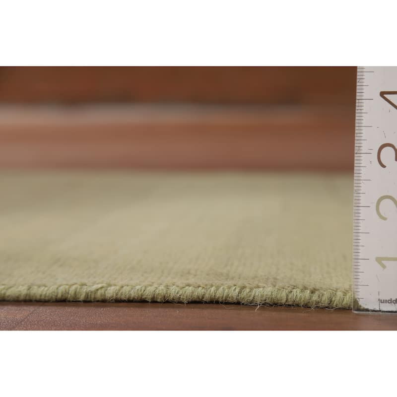 Modern Gabbeh Oriental Foyer Rug Hand-Knotted Green Wool Carpet - 2'7"x 4'0"