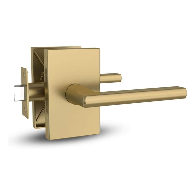 Mega Handles GLAMOR Passage Door Lever | Modern Keyless Interior Door Handle for Hallway, Closet, or Bathroom and Kitchen - Satin Brass