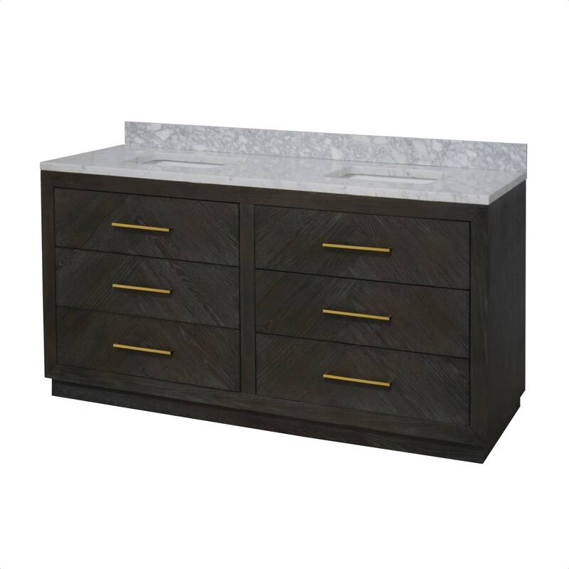 KitchenBathCollection Avery 72" Double Bathroom Vanity with Carrara Marble Top
