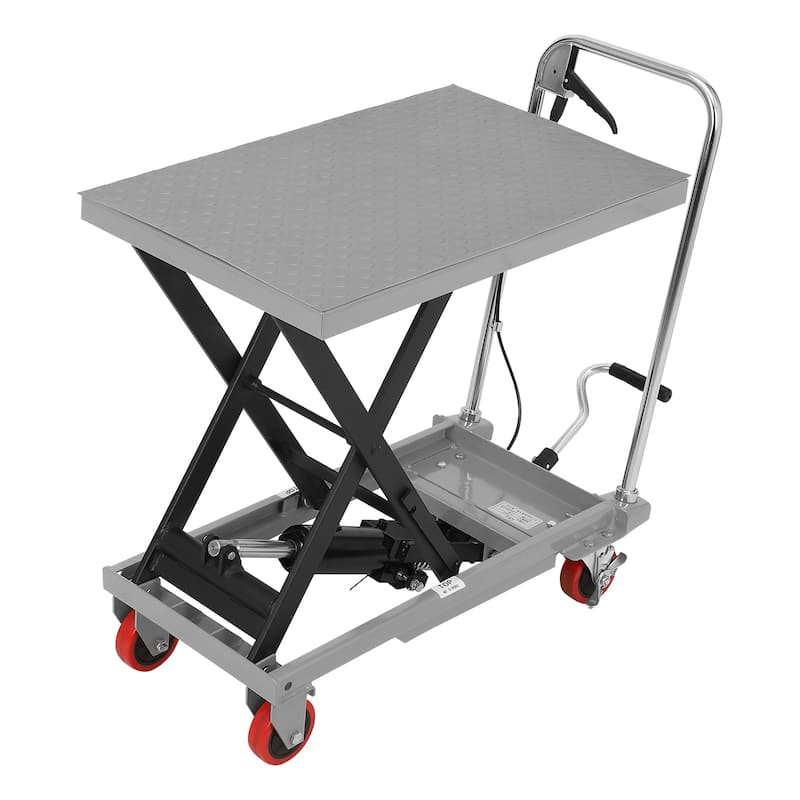 500lbs Hydraulic Lift Table Cart Single Scissor with 4 Wheels - N/A - Grey