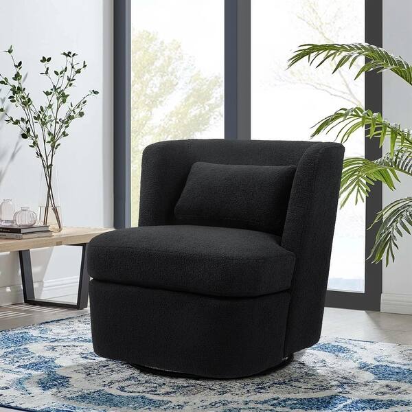Upholstered Accent Swivel Barrel Chair with pillow