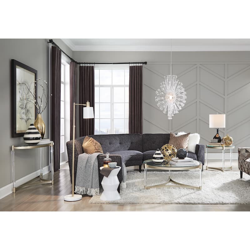 Magnussen Home Silas Platinum and Clear Acrylic Round End Table - 25.5''W x 25.5''D x 23.25''H