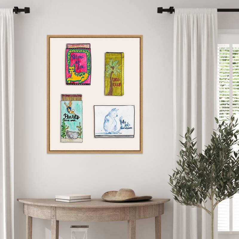 Pearl Divers Matchbooks by Nola James Framed Canvas Wall Art Print