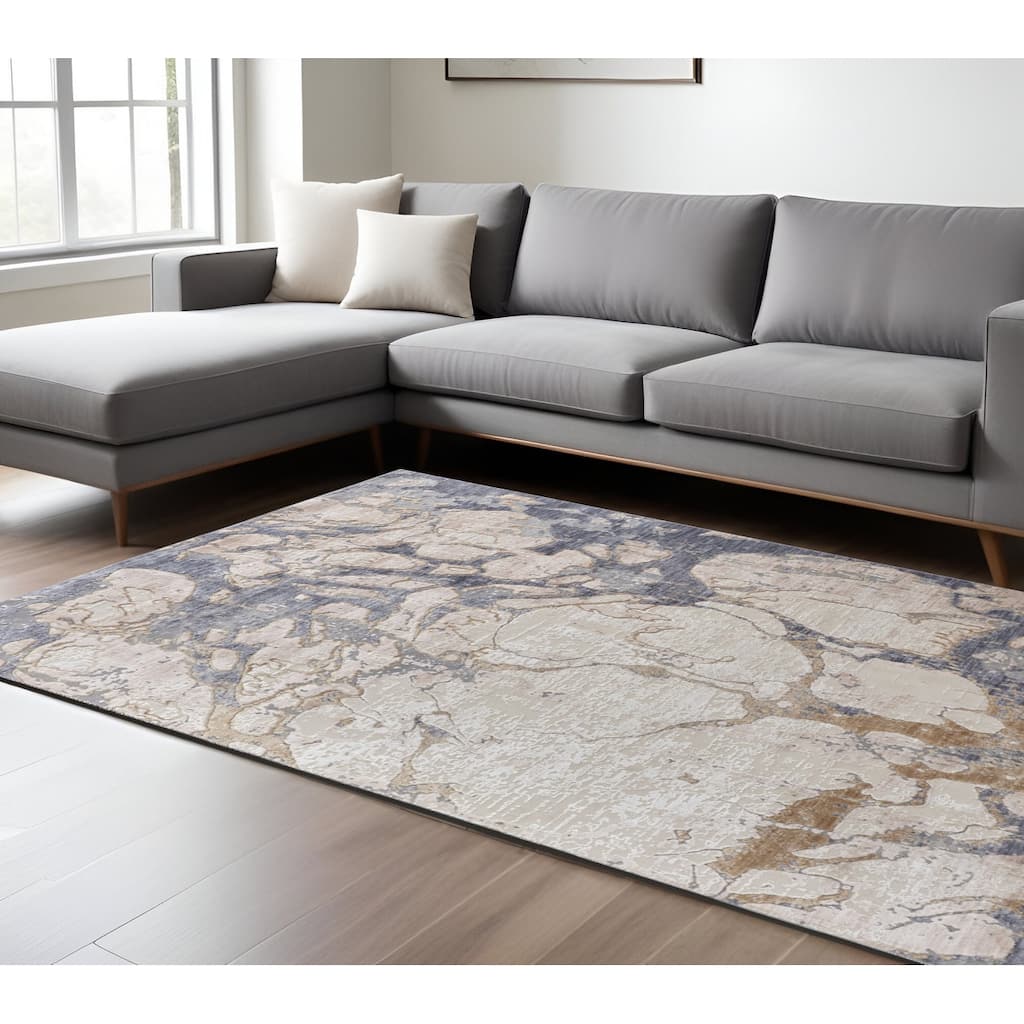 Wupe Power Loomed Distressed Abstract Modern Non Skid Area Rug By HomeRoots - 8' x 10'