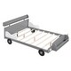 preview thumbnail 3 of 9, Gray Nordic Full Size Car-Shaped Platform Bed w/ Storage Shelf Upholstered Bed Frame No Box Spring Required, Space-Saving