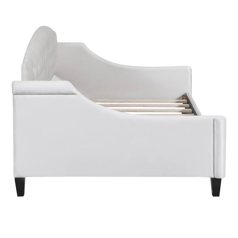 Twin Velvet Daybed with Button Tufted Backrest