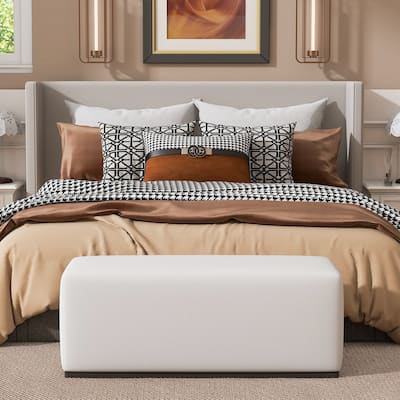Christopher Knight Home-Micky Linen and Rubber Wood Ottoman
