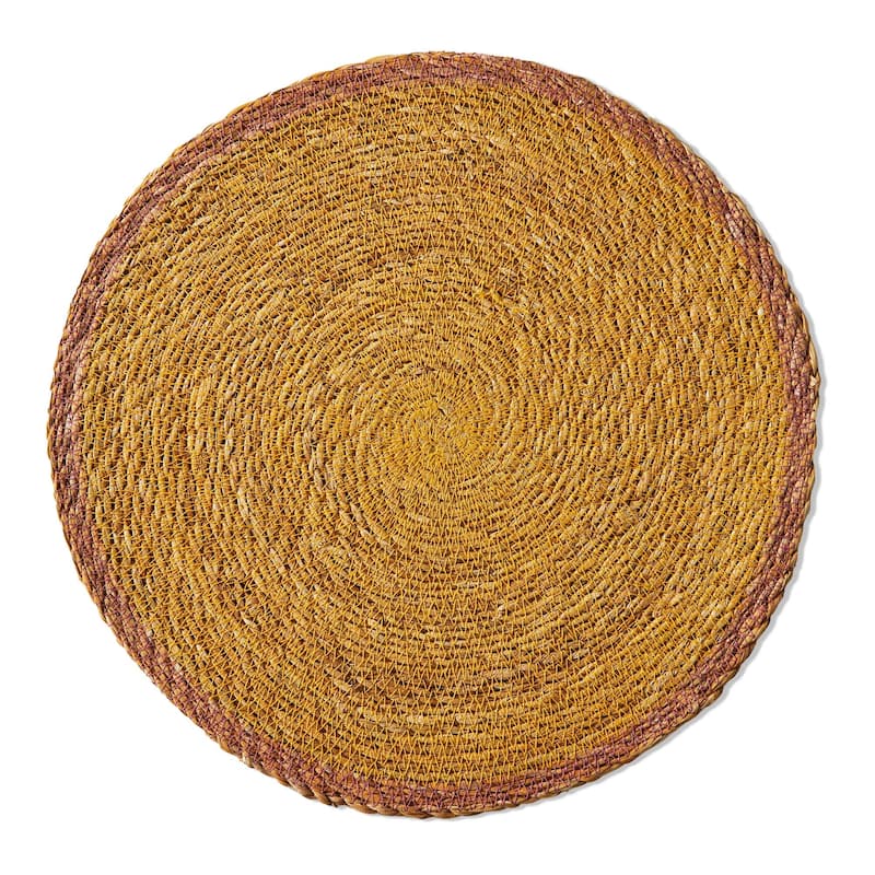 Overstitch Seagrass Placemat Mustard 15x15 Everyday Wipe Clean Durable Table Decor
