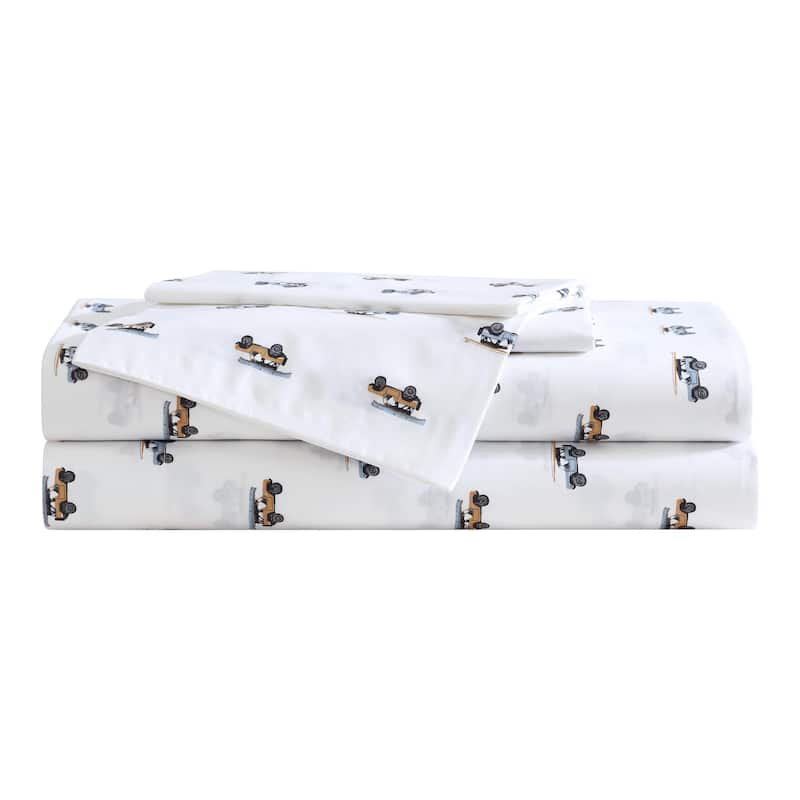 Eddie Bauer Printed Cotton Percale Deep Pocket Sheet Set - Twin XL - Out To The Beach