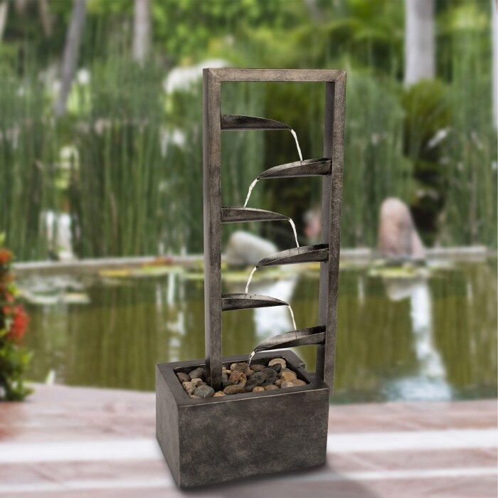 Shop 7 Tier Water Fountain Modern Decorative Concrete And Metal