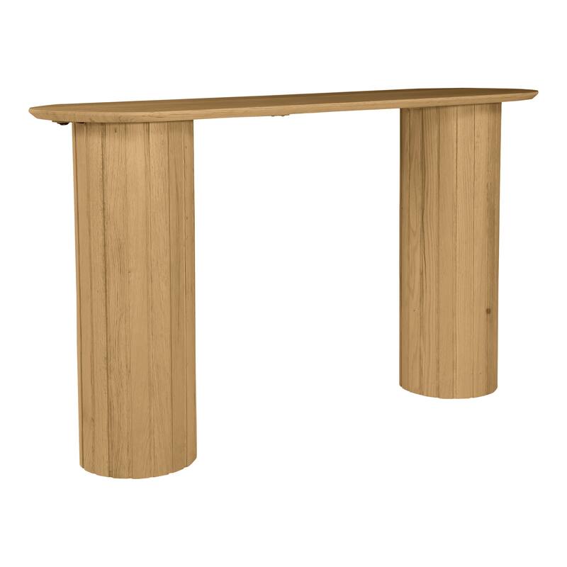 Aurelle Home Poete Solid Acacia Wood Pedestal Console Table