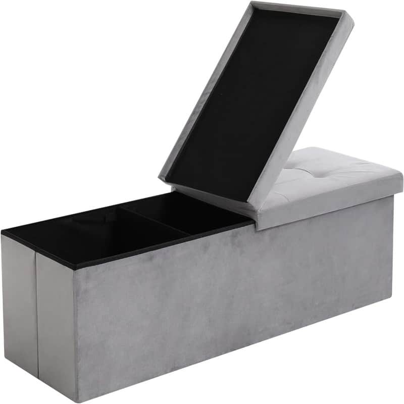 Storage Ottoman Bench Foldable Velvet
