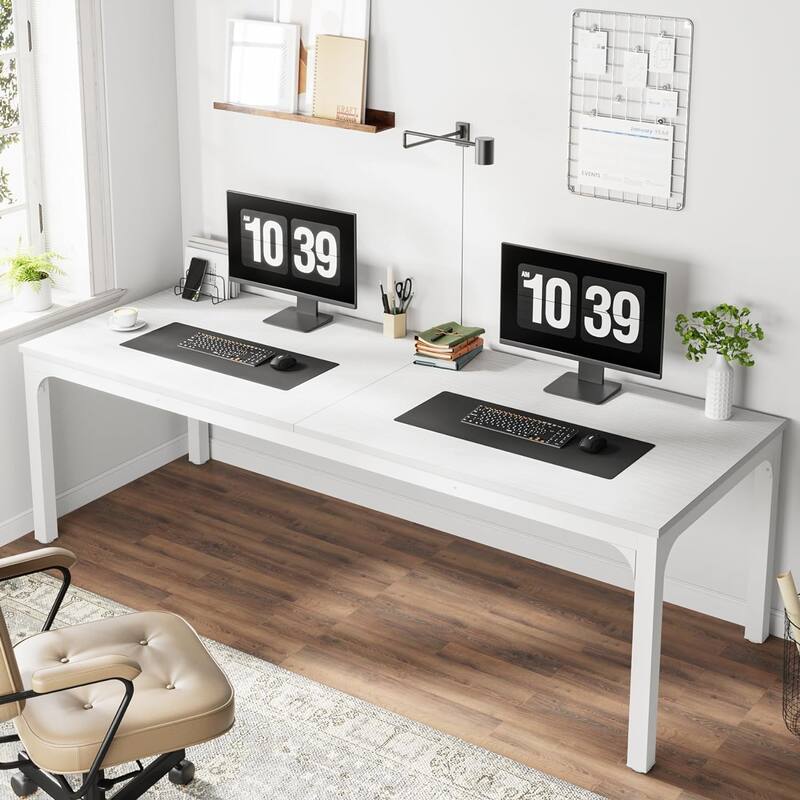 78.7" Extra Long 2-Person Computer Desk, Double Workstation for Home Office - White