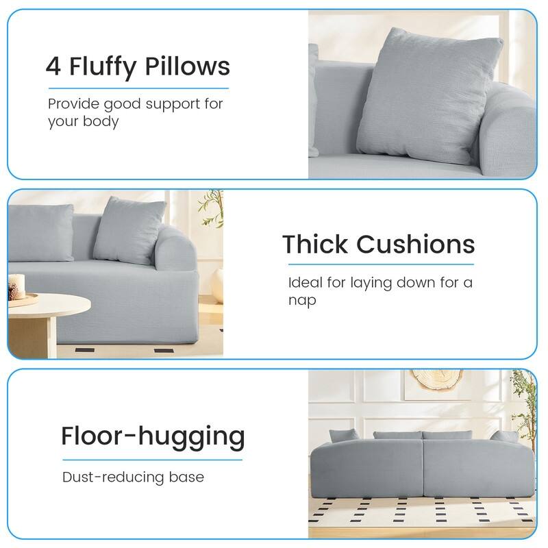 104" Curved Modular Sectional Sofa in Chenille Fabric Modern Minimalist Design Compressed No Assembly Required