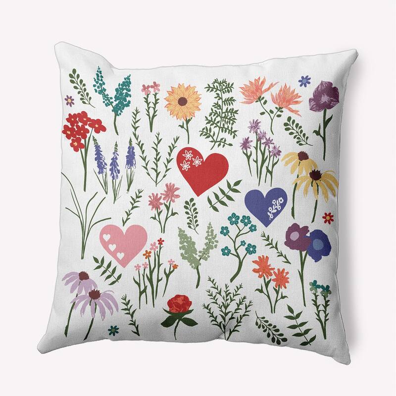 Valentine Garden Indoor/Outdoor Throw Pillow - White - 16" x 16"