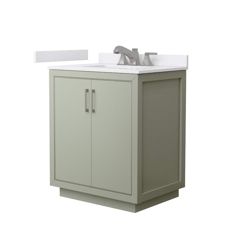 Wyndham Collection WCF1111-30S-VCA-US3MXX Icon 30" Free Standing - Light Green / White Cultured Marble Top / Brushed