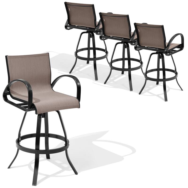 Crestlive Products Outdoor Patio All-weather Aluminum Swivel Bar Stools Sunbrella