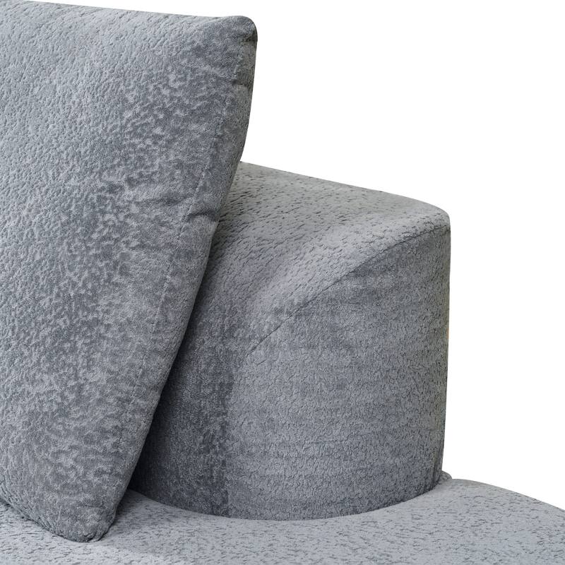 116" Pearl Upholstery Curved Sectional Sofa with Chaise Lounge, High-Density Compressed Sponge Design