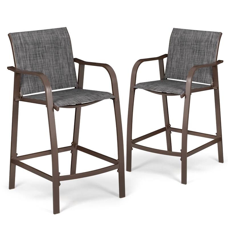 Pellebant Outdoor Patio Aluminum Counter Height Bar Stools - 21.7"widex25.6"deepx43.7"high